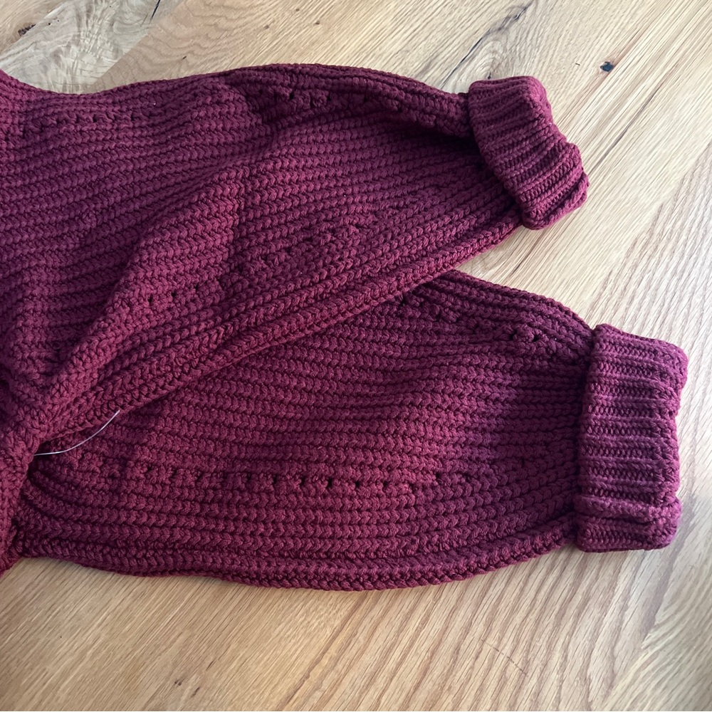 FREE PEOPLE  NIGHTINGALE CARDI, CABERNET, XL, NWOT. - Picture 11 of 13